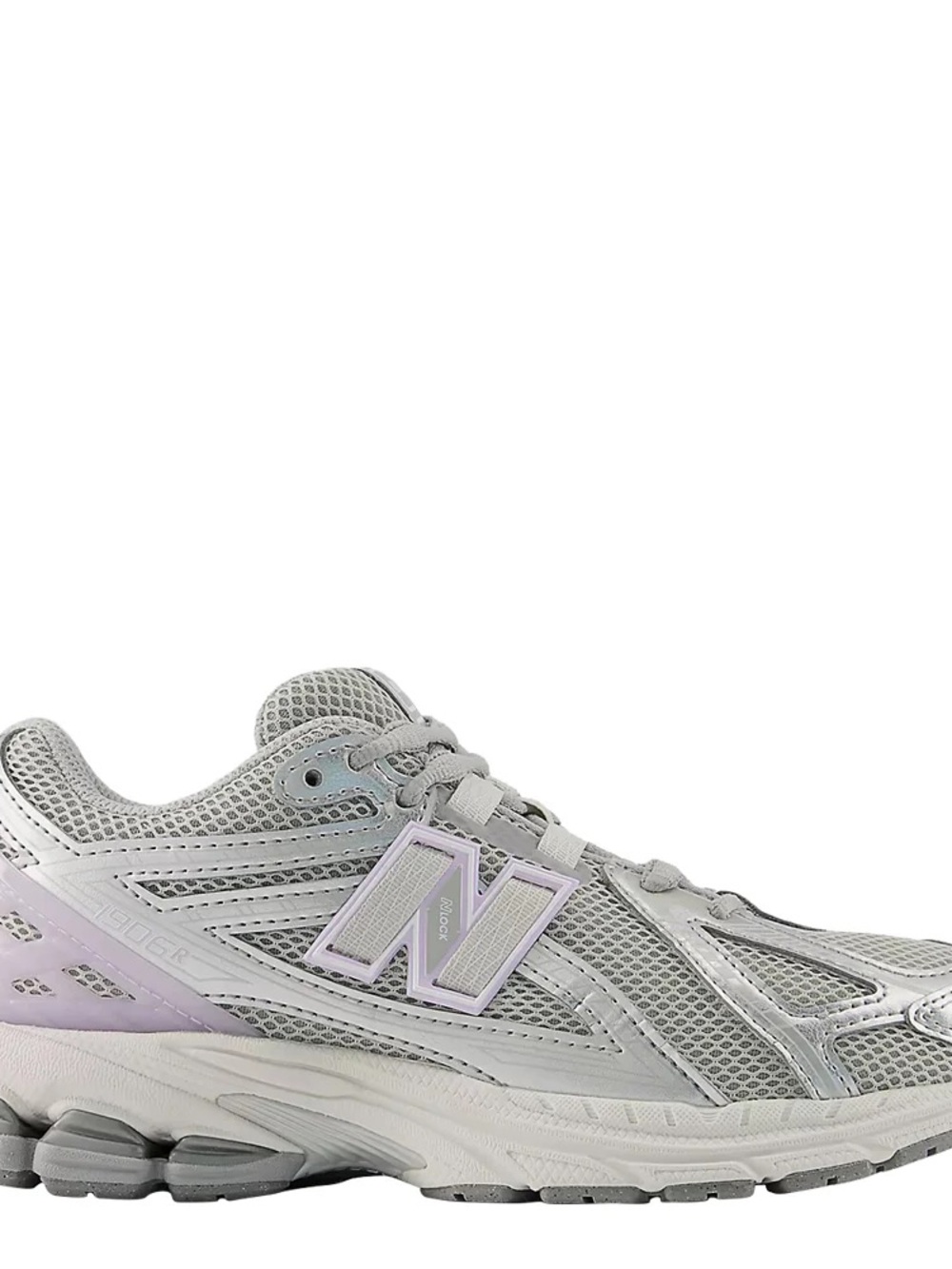 New Balance Women's Light Gray Mesh Athletic Sneakers with Pale Purple Accents